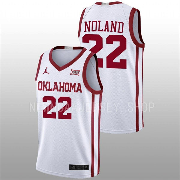  Mens Youth Oklahoma Sooners #22 C.J. Noland White 2022-23 College Basketball Game Jersey 