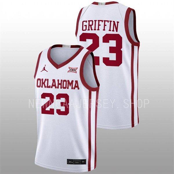  Mens Youth Oklahoma Sooners #23 Blake Griffin White 2022-23 College Basketball Game Jersey 