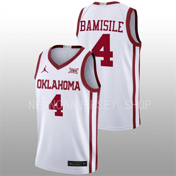  Mens Youth Oklahoma Sooners #4 Joe Bamisile White 2022-23 College Basketball Game Jersey 