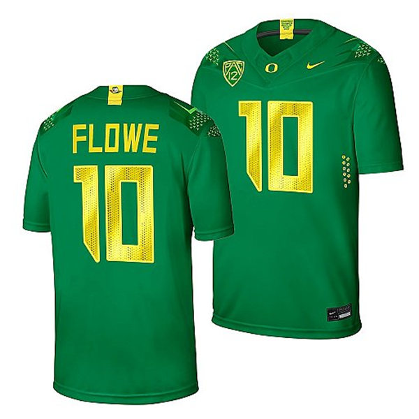  Mens Youth Oregon Ducks #10 Justin Flowe Nike Green College Football Game Jersey 