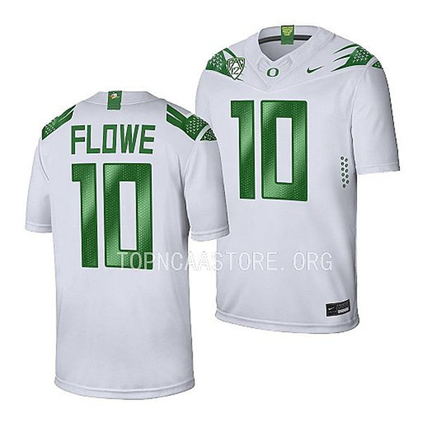  Mens Youth Oregon Ducks #10 Justin Flowe Nike White College Football Game Jersey 