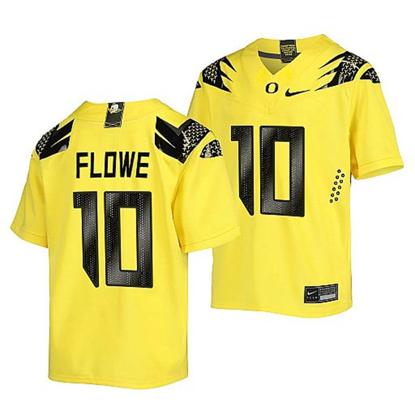  Mens Youth Oregon Ducks #10 Justin Flowe Nike Yellow College Football Game Jersey 