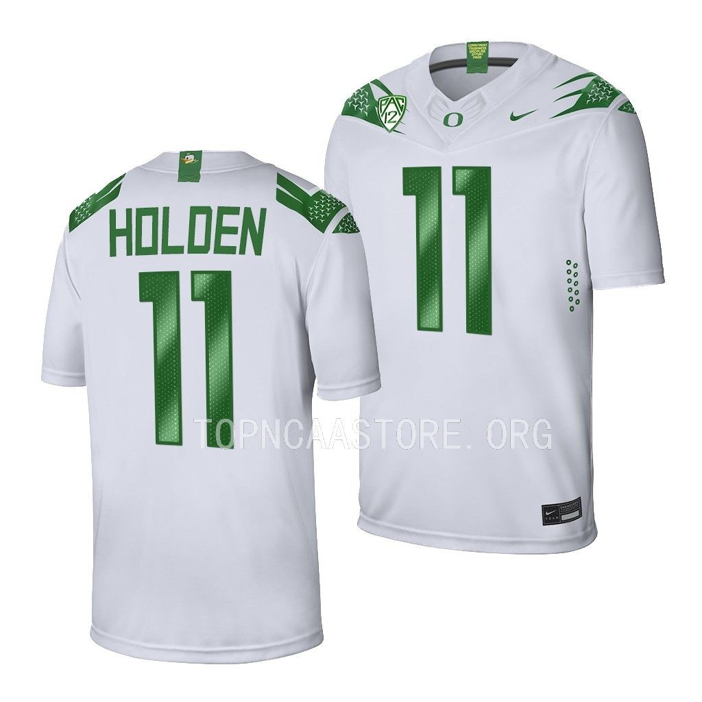  Mens Youth Oregon Ducks #11 Traeshon Holden Nike White College Football Game JJersey 