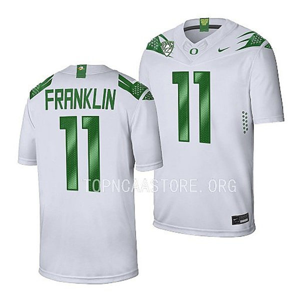  Mens Youth Oregon Ducks #11 Troy Franklin Nike White College Football Game Jersey 