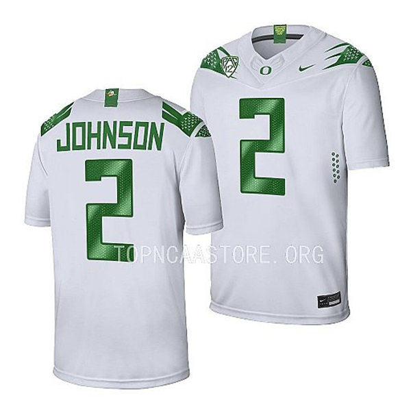  Mens Youth Oregon Ducks #2 DJ Johnson Nike White College Football Game Jersey 