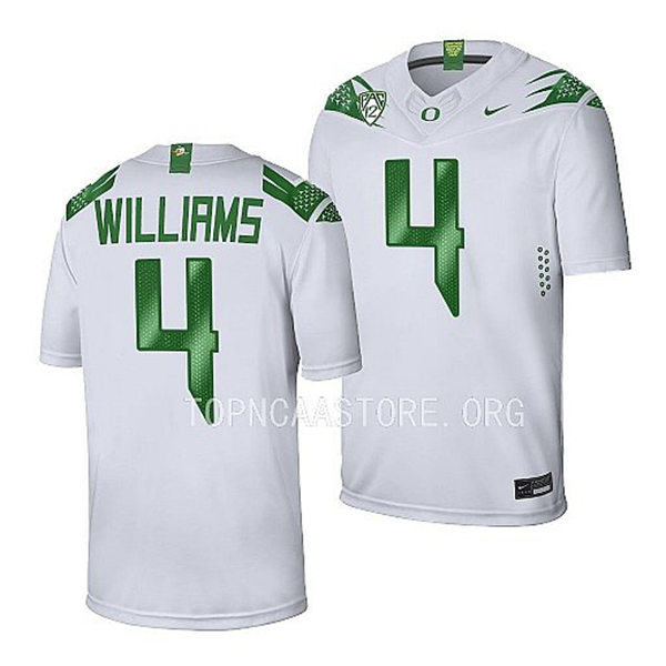  Mens Youth Oregon Ducks #4 Bennett Williams Nike White College Football Game Jersey 