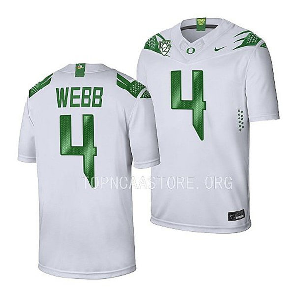  Mens Youth Oregon Ducks #4 Spencer Webb Nike White College Football Game Jersey 
