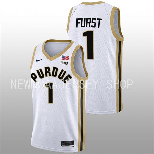  Mens Youth Purdue Boilermakers #1 Caleb Furst 2022-23 White College Basketball Game Jersey 