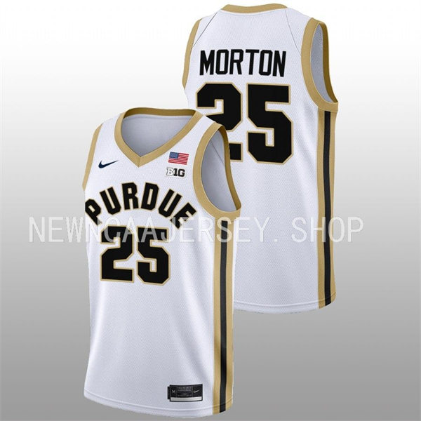  Mens Youth Purdue Boilermakers #25 Ethan Morton 2022-23 White College Basketball Game Jersey 