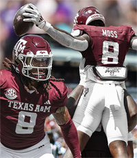  Mens Youth Texas A&M Aggies #8 Le'Veon Moss 2024 Maroon College Football Game Jersey 