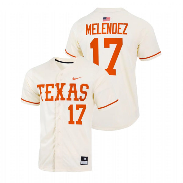  Mens Youth Texas Longhorns #17 Ivan Melendez Natural Replic College Baseball Limited Jersey 