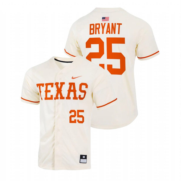  Mens Youth Texas Longhorns #25 Scott Bryant Natural Replic College Baseball Limited Jersey 