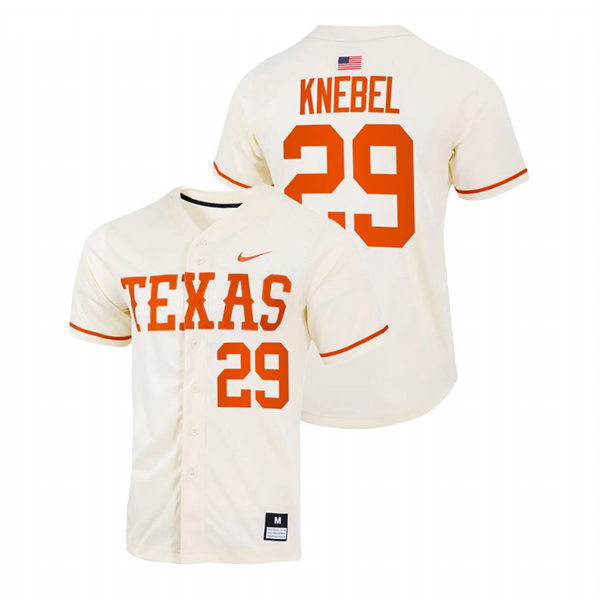  Mens Youth Texas Longhorns #29 Corey Knebel Natural Replic College Baseball Limited Jersey 