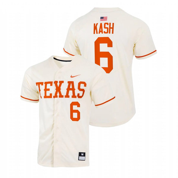  Mens Youth Texas Longhorns #6 Gavin Kash Natural Replic College Baseball Limited Jersey 