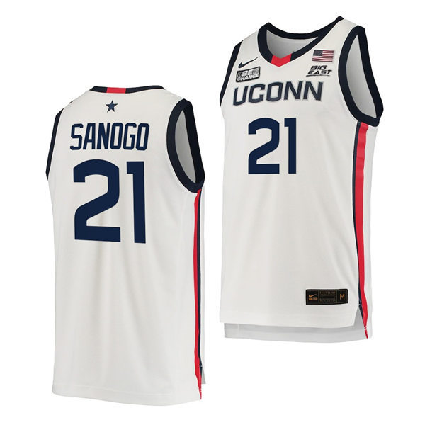  Mens Youth UConn Huskies #21 Adama Sanogo 2021 White Uconn College Basketball Game Jersey 