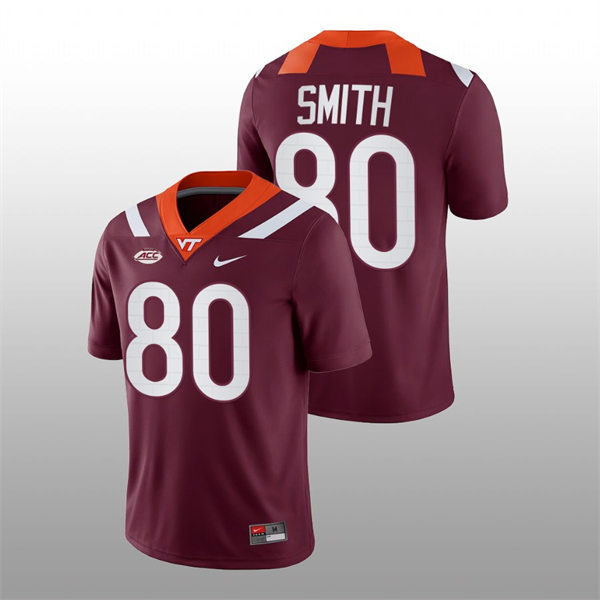  Mens Youth Virginia Tech Hokies #80 Kaleb Smith Nike Maroon College Game Football Jersey 