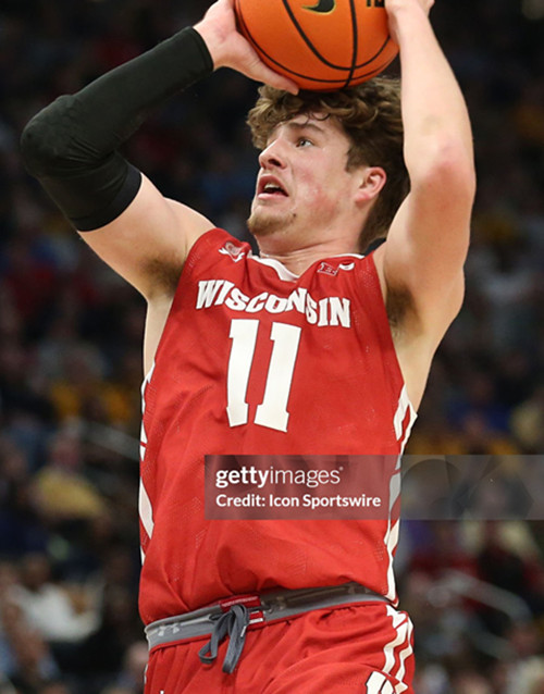  Mens Youth Wisconsin Badgers #11 Max Klesmit Red College Basketball Game Jersey 
