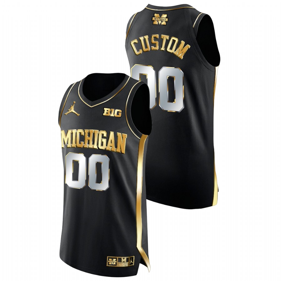  Michigan Wolverines Custom Black Golden Edition College Basketball Jersey