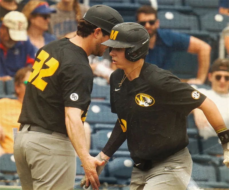  Missouri Tigers Custom Black Team Logo two-Button Pullover Baseball Game Jersey 