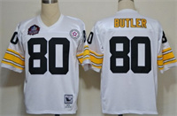  Mitchell&Ness Pittsburgh Steelers #80 Jack Butler Throwback Jersey White with Hall of Fame  patch 