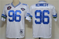  Mitchell&Ness Seattle Seahawks #96 Cortez Kennedy 2012 Hall of Fame White Throwback Jersey 