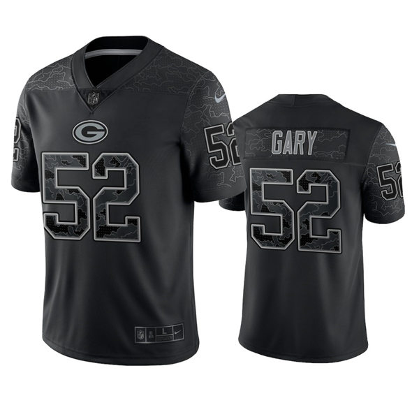  Mnes Green Bay Packers #52 Rashan Gary Black Reflective Limited Jersey 