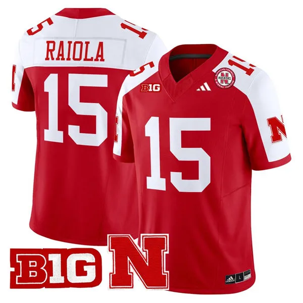  Nebraska Huskers #15 Dylan Raiola Red White Gratitude Limited Football Jersey 