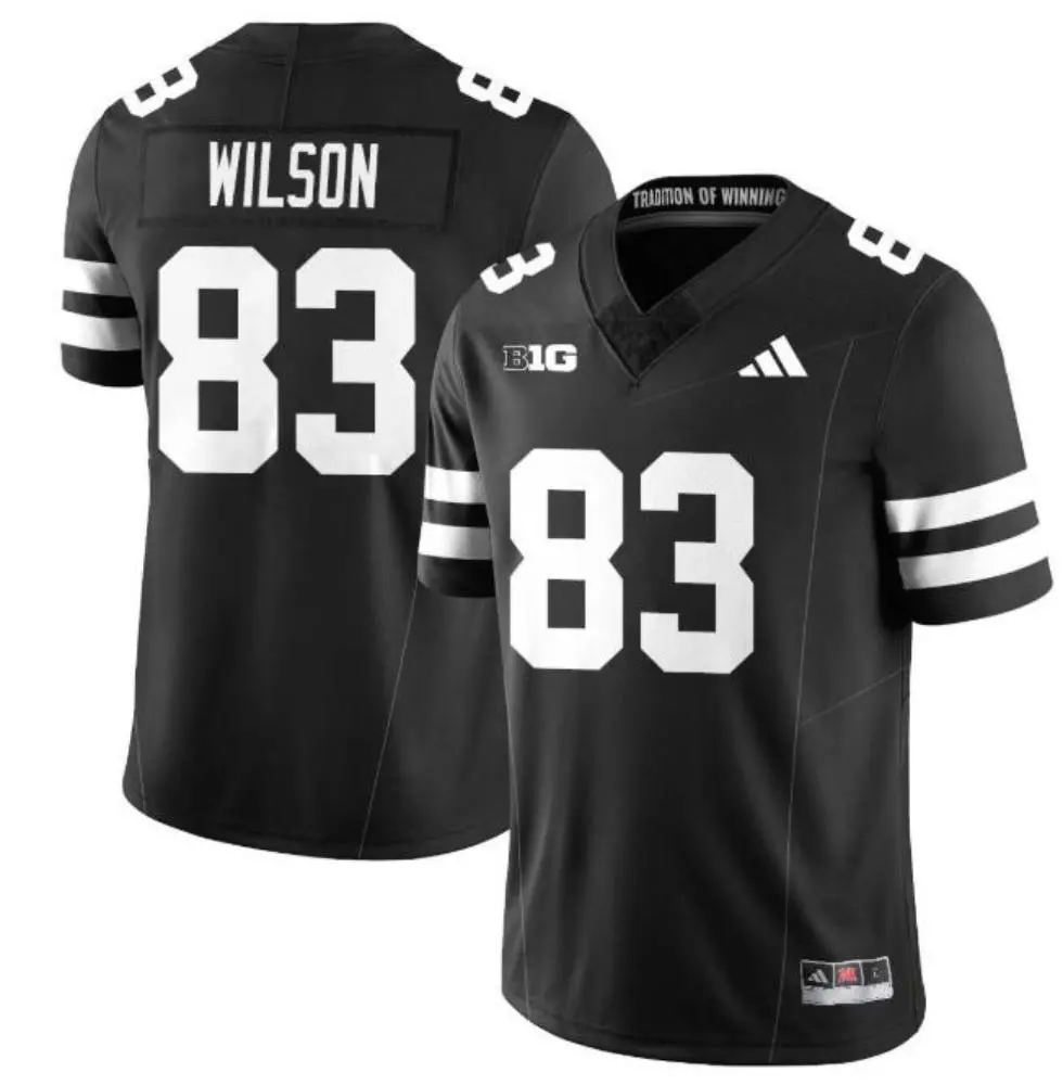  Nebraska Huskers #83 Archie Wilson 2025 All Black ALTERNATE Football Game Jersey 