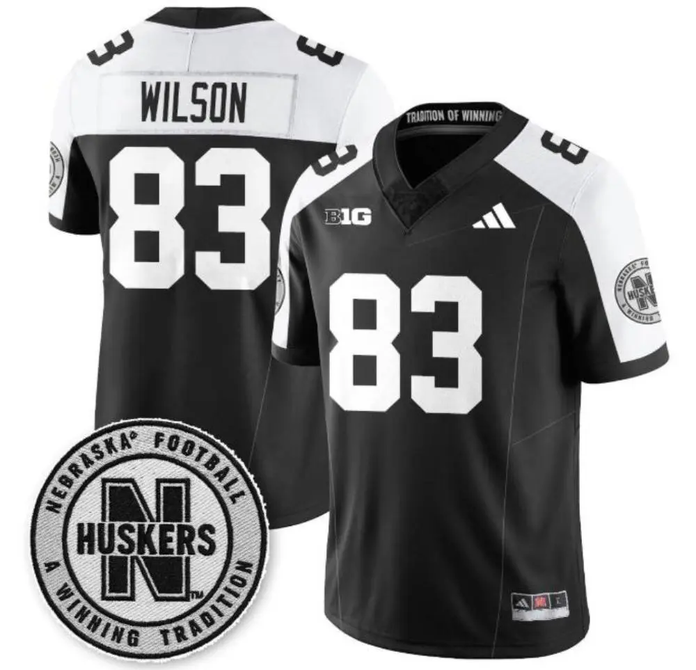  Nebraska Huskers #83 Archie Wilson Black White Gratitude Limited Football Jersey 