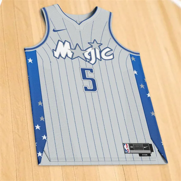  Orlando Magic Custom 2025-26 Gray Pinstripe City Edition Swingman Jersey 