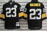  Pittsburgh Steelers #23 Mike Wagner Black Mitchell&Ness Throwback Jersey 