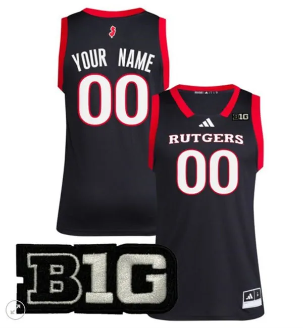  Rutgers Scarlet Knights Custom 2025 Black Basketball Game Jersey 