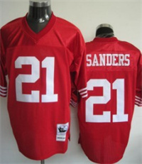  San Francisco 49ers #21 Deion Sanders Red Throwback Jersey 