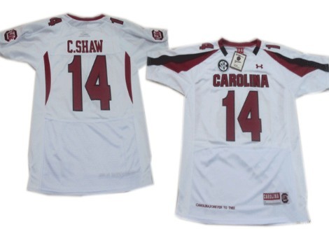  South Carolina Gamecocks #14 Connor Shaw White Under Armour NCAA Football Jersey 