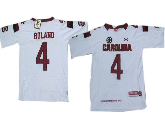  South Carolina Gamecocks #4 Shaq Roland White Under Armour NCAA Football Jersey 
