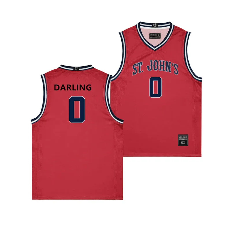  St. John's Red Storm #0 Dylan Darling 2025 Red Basketball Game Jersey 
