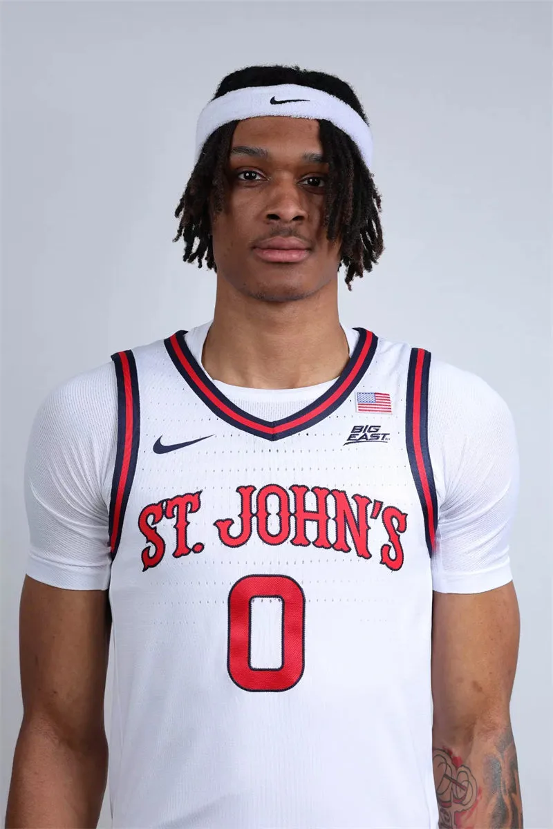  St. John's Red Storm #0 Dylan Darling 2025 White Basketball Game Jersey 