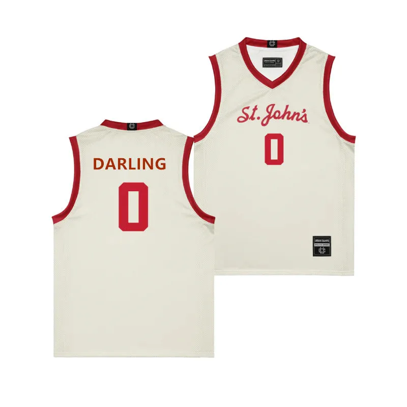  St. John's Red Storm #0 Dylan Darling Cream Retro Basketball Jersey 