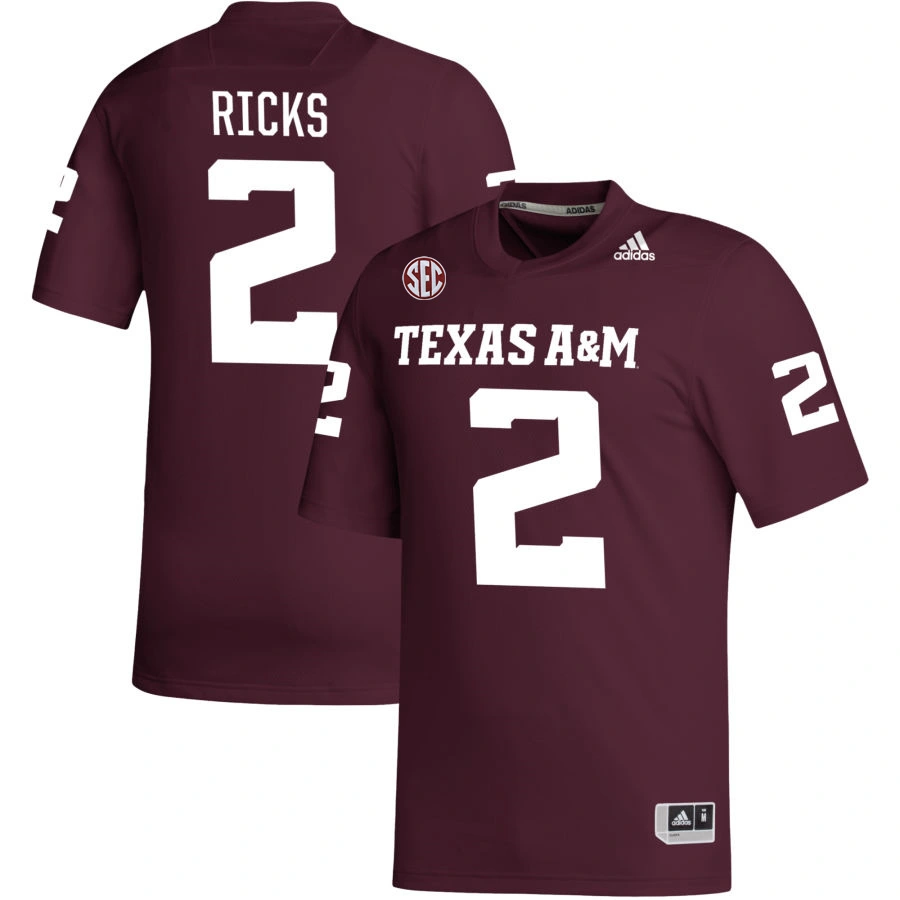  Texas A&M Aggies #2 Dezz Ricks 2025 Maroon College Football Game Jersey 