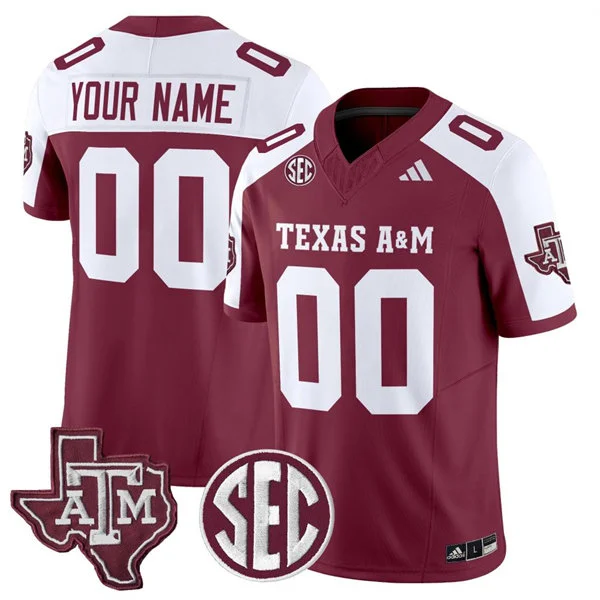  Texas A&M Aggies Custom Maroon White Gratitude Football Limited Jersey 