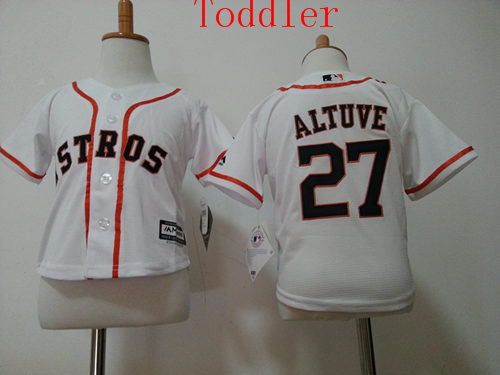  Toddler Houston Astros #27 Jose Altuve White Home 2015 Cool Base Jersey 