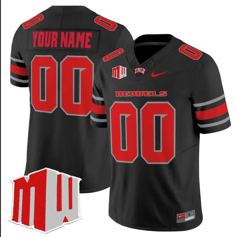  UNLV Runnin' Rebels Custom Nike 2025 Black Football Game Jersey 