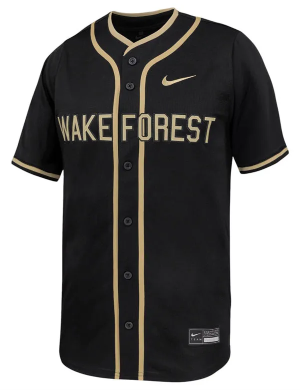  Wake Forest Demon Deacons Custom Nike Black Demon Deacons Baseball Game Jersey 
