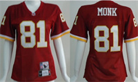  Washington Redskins #81 Art Monk Red Throwback Womens Team Jersey 