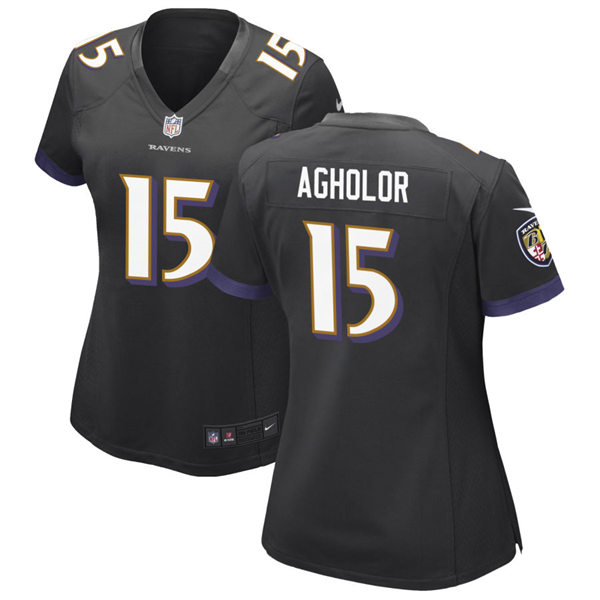  Women's Baltimore Ravens #15 Nelson Agholor Nike Black Alternate Limited Jersey 