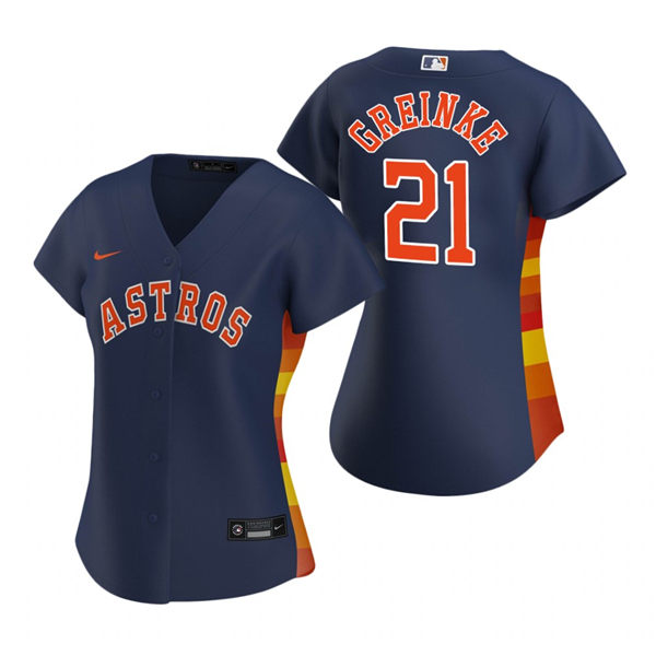  Women's Houston Astros #21 Zack Greinke Nike Navy Alternate Jersey 