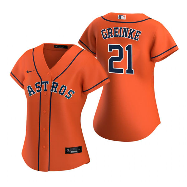  Women's Houston Astros #21 Zack Greinke Nike Orange Jersey 