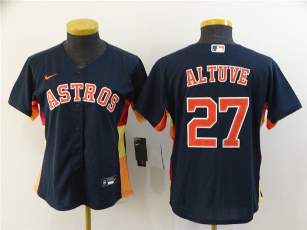 Women's Houston Astros #27 Jose Altuve Nike Navy Jersey 