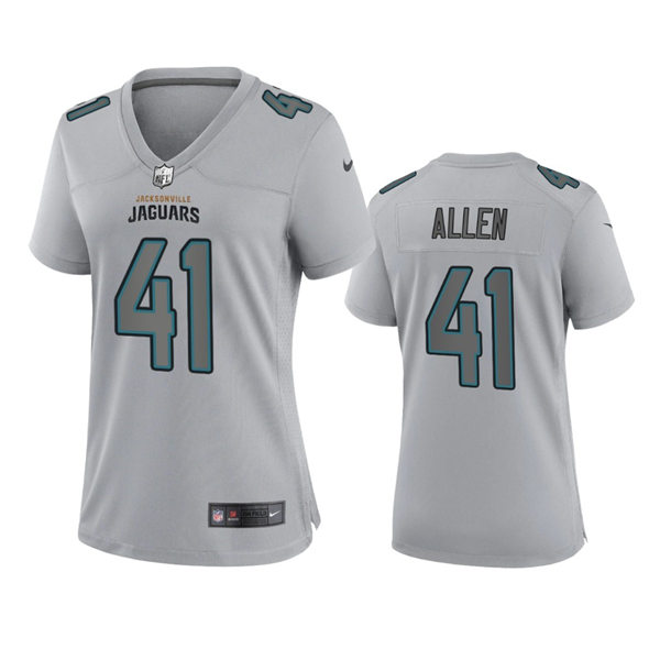  Women's Jacksonville Jaguars #41 Josh Allen Gray Atmosphere Fashion Game Jersey 