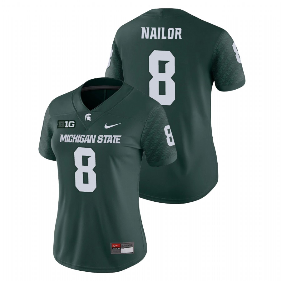  Women's Jersey Michigan State Spartans Green Jalen Nailor Game College Football Jersey